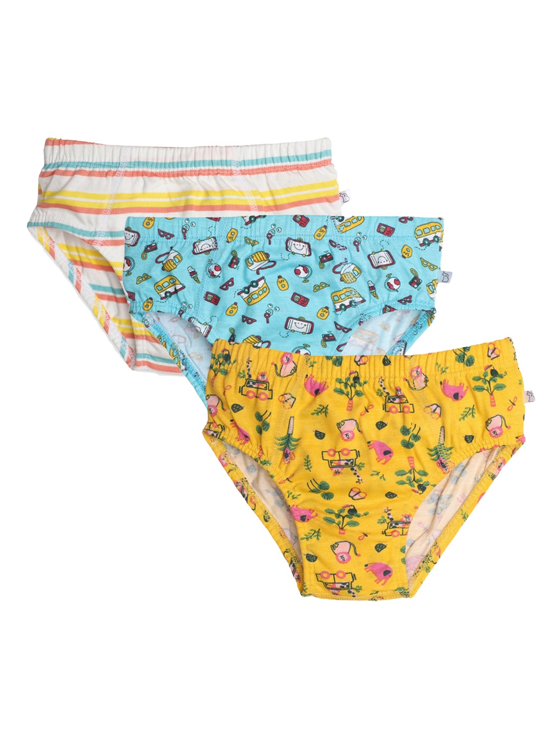 

SuperBottoms Pack of 3 Yellow & Blue Printed Sustainable Briefs
