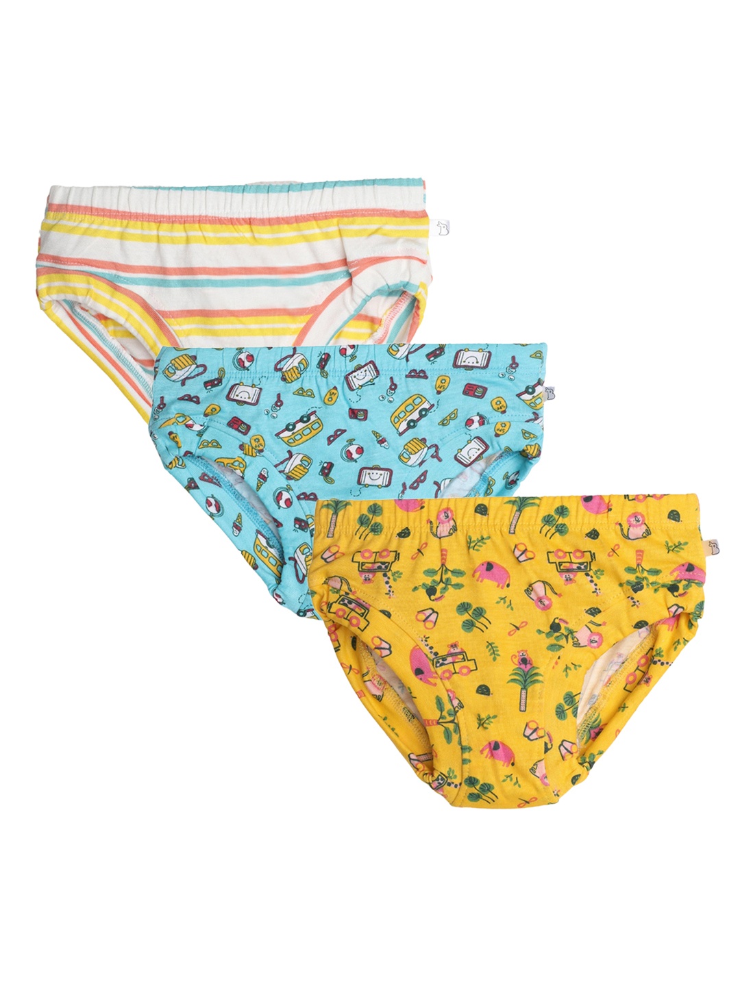 

SuperBottoms Kids Pack Of 3 Printed Sustainable Briefs, Yellow