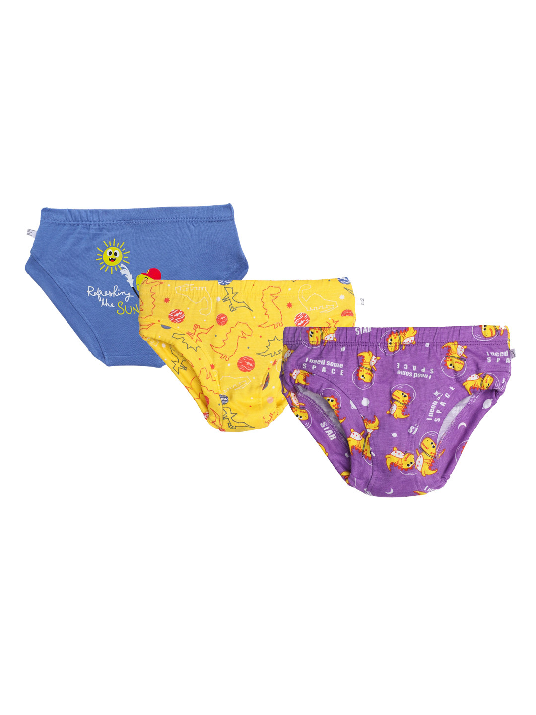 

SuperBottoms Unisex Kids Pack Of 3 Assorted Modal Sustainable Briefs, Yellow