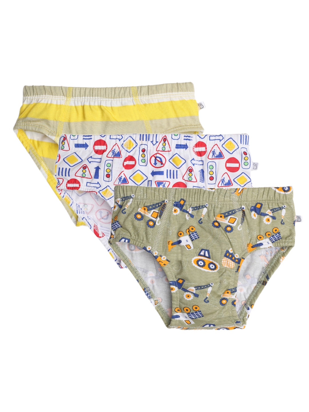 

SuperBottoms Boys Pack of 3 Printed Sustainable Briefs, Yellow