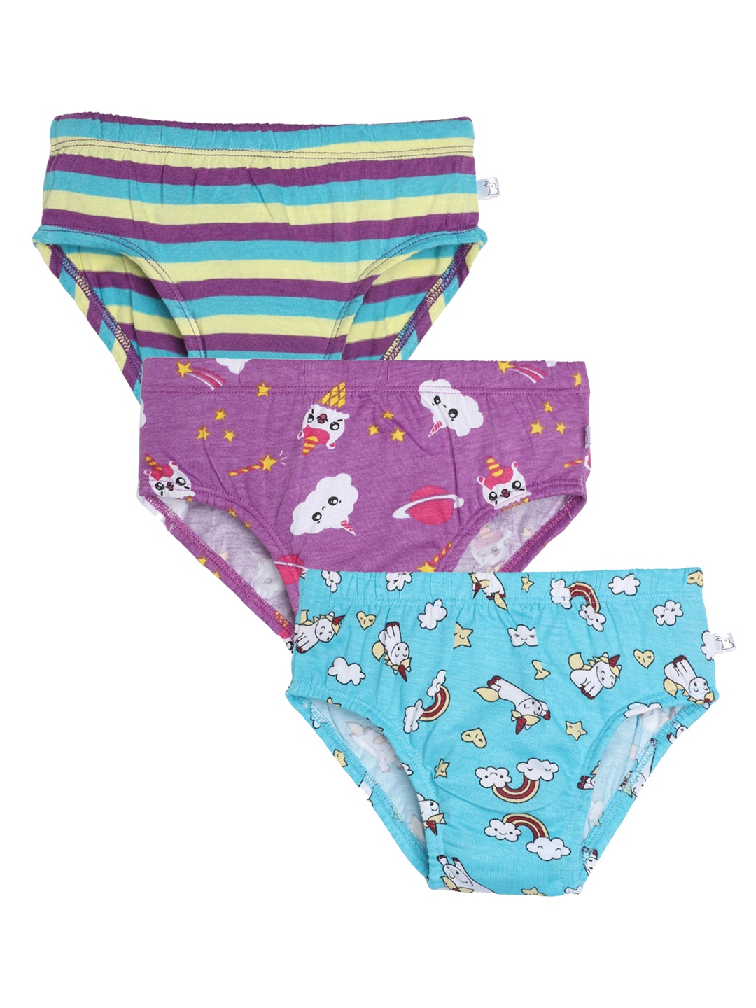 

SuperBottoms Girls Pack Of 3 Sustainable Basic Briefs, Purple