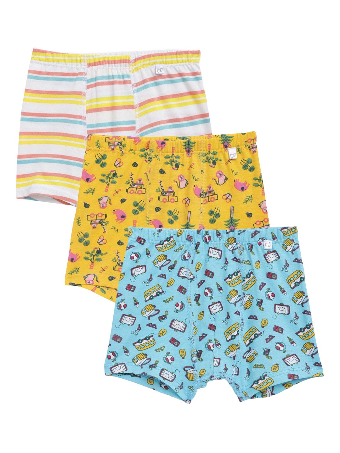 

SuperBottoms Pack of 3 Yellow & Blue Printed Boys Sustainable Briefs