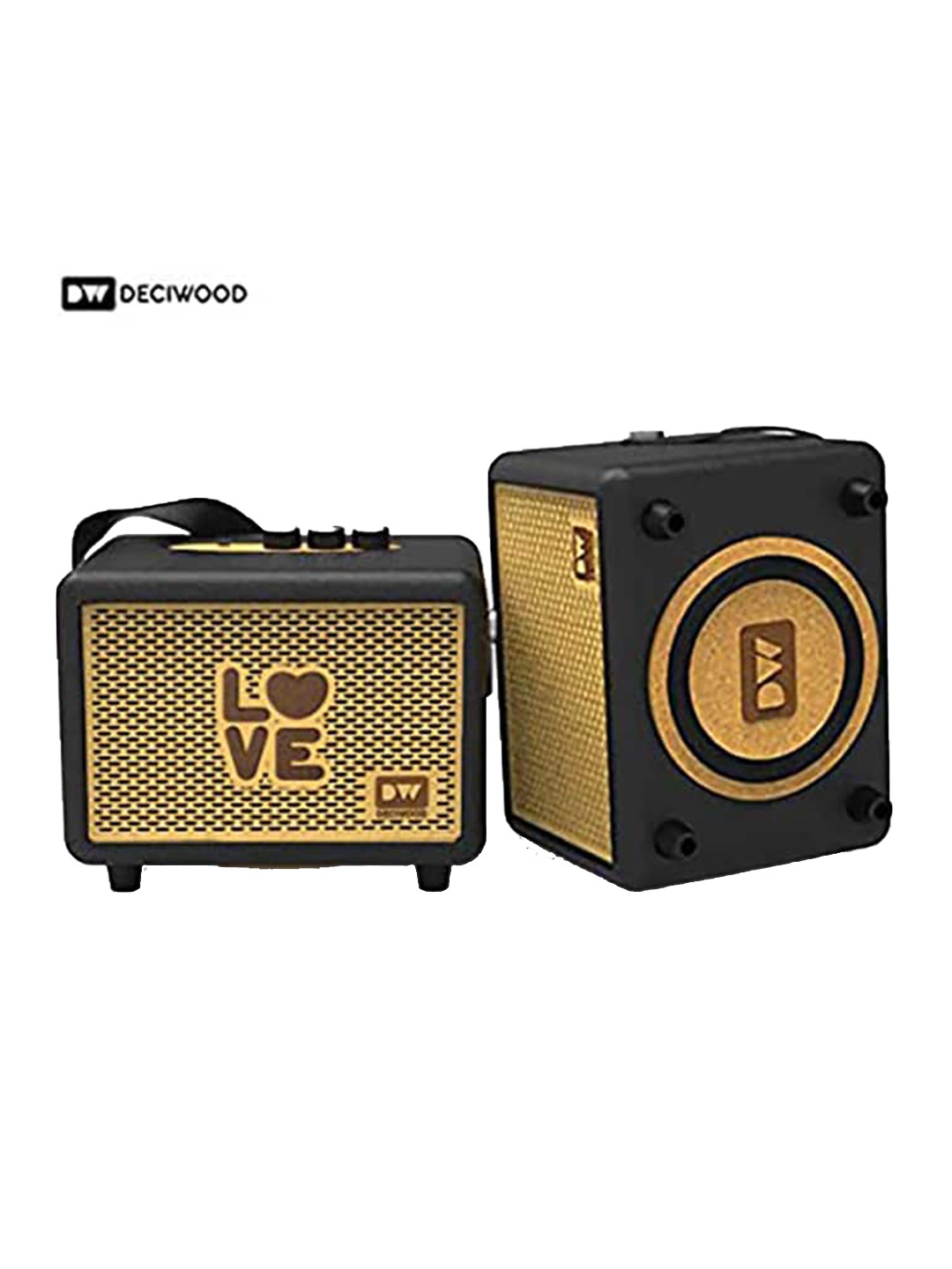 

DECIWOOD Black & Yellow Unplugged 35W Wooden Potable Bluetooth Speakers