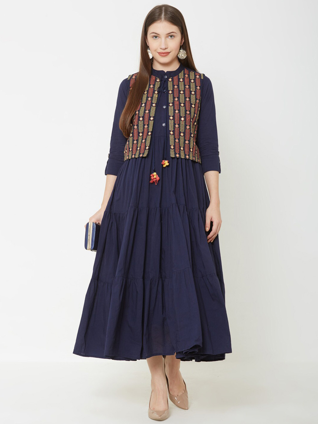 

FASHOR Navy Blue A-Line Maxi Dress