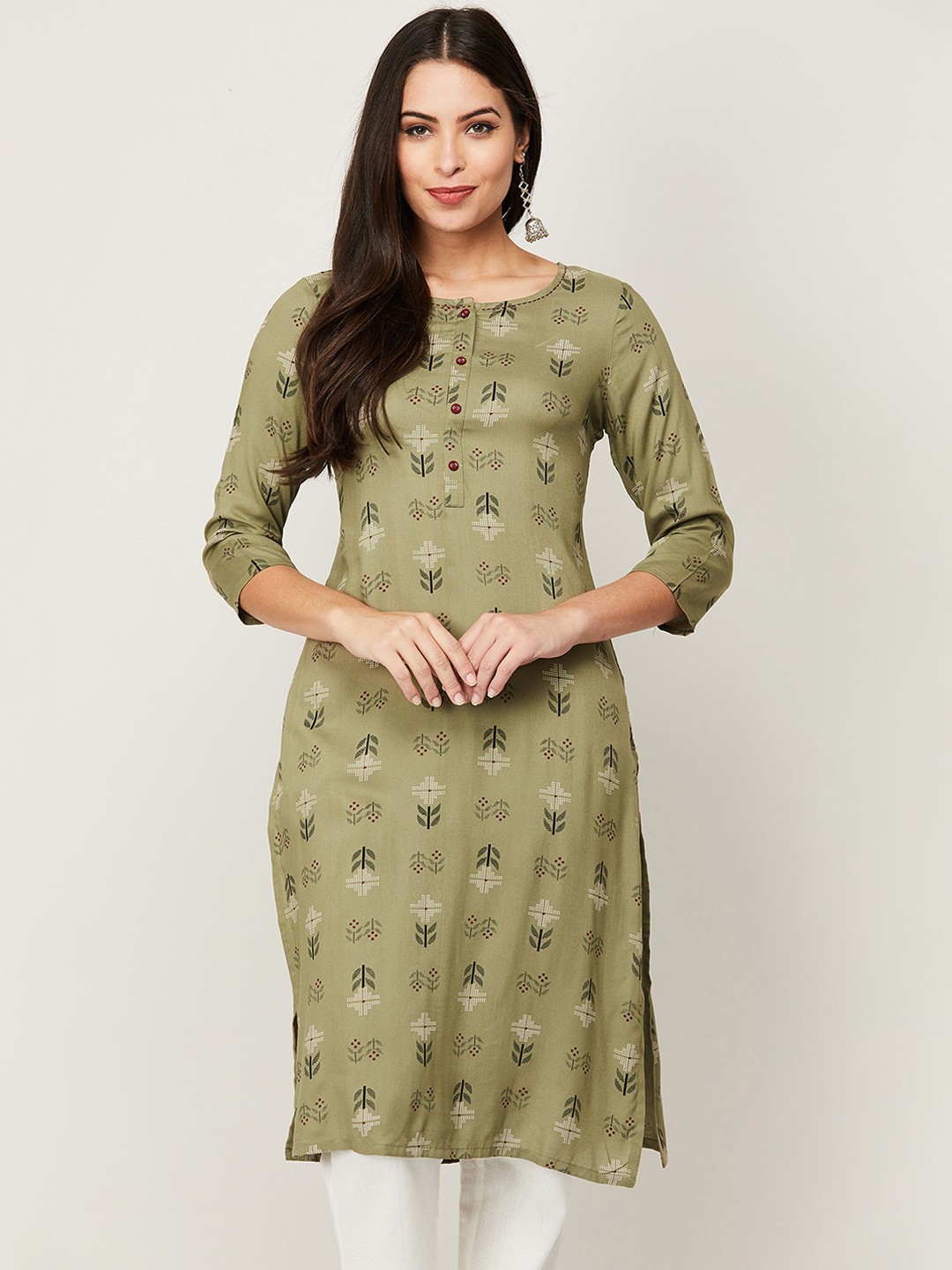 

Melange by Lifestyle Women Green Ethnic Motifs Kurta