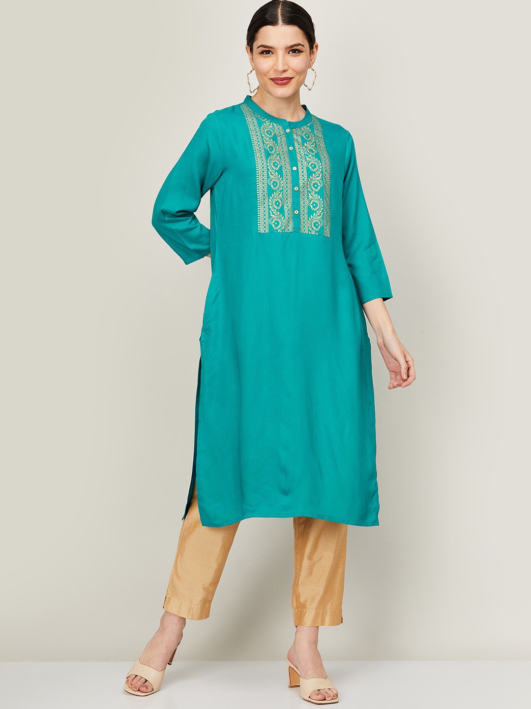 

Melange by Lifestyle Women Blue Yoke Design Kurta