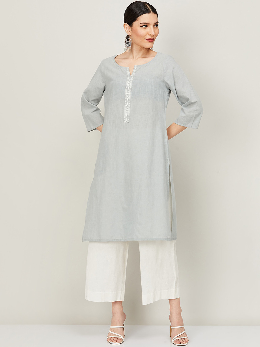 

Melange by Lifestyle Women Blue Thread Work Kurta