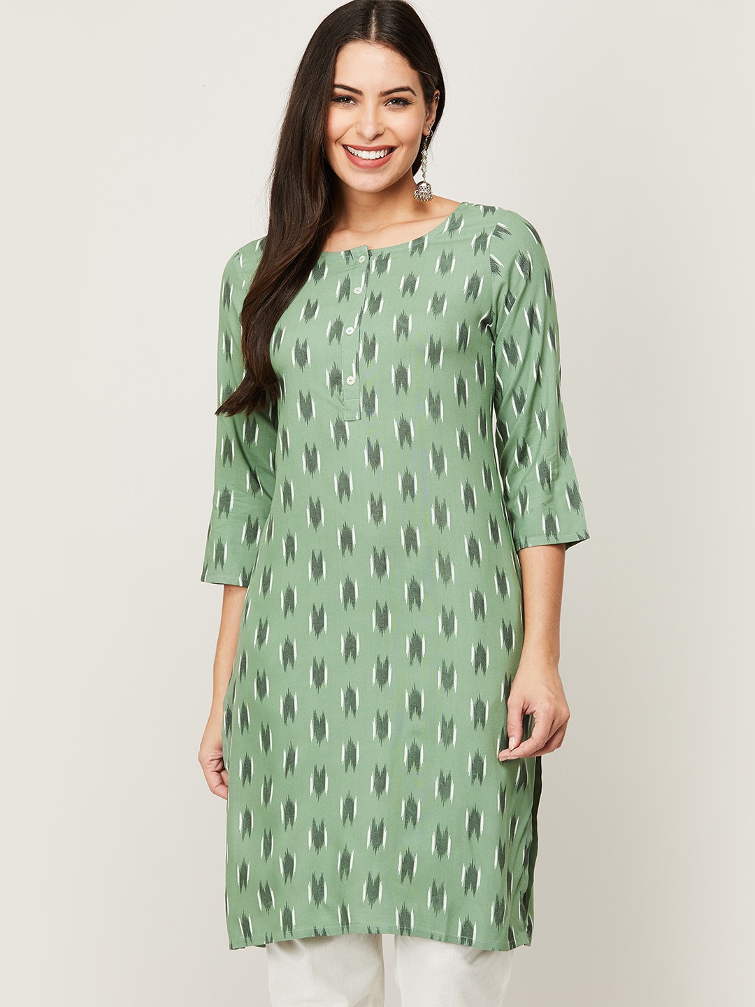 

Melange by Lifestyle Women Green Printed Kurta