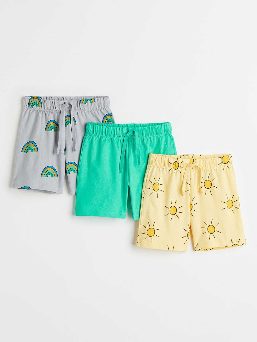 

H&M Boys Pack Of 3 Printed Pure Cotton Jersey Shorts, Green