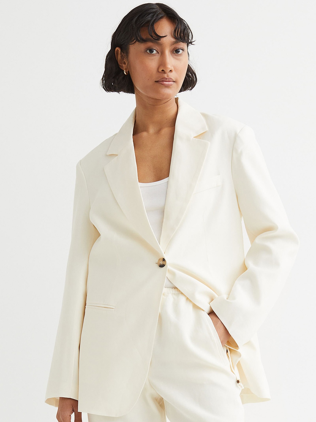 

H&M White Single-Breasted Blazer