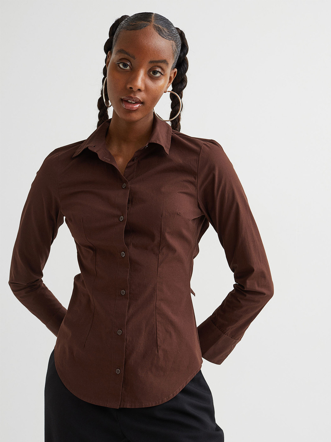 

H&M Women Brown Cut-out Shirt