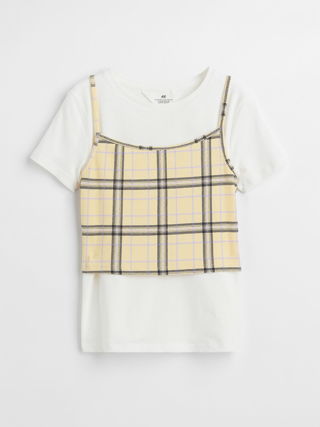 

H&M Girls White & Yellow Checked 2-Piece Cotton Set