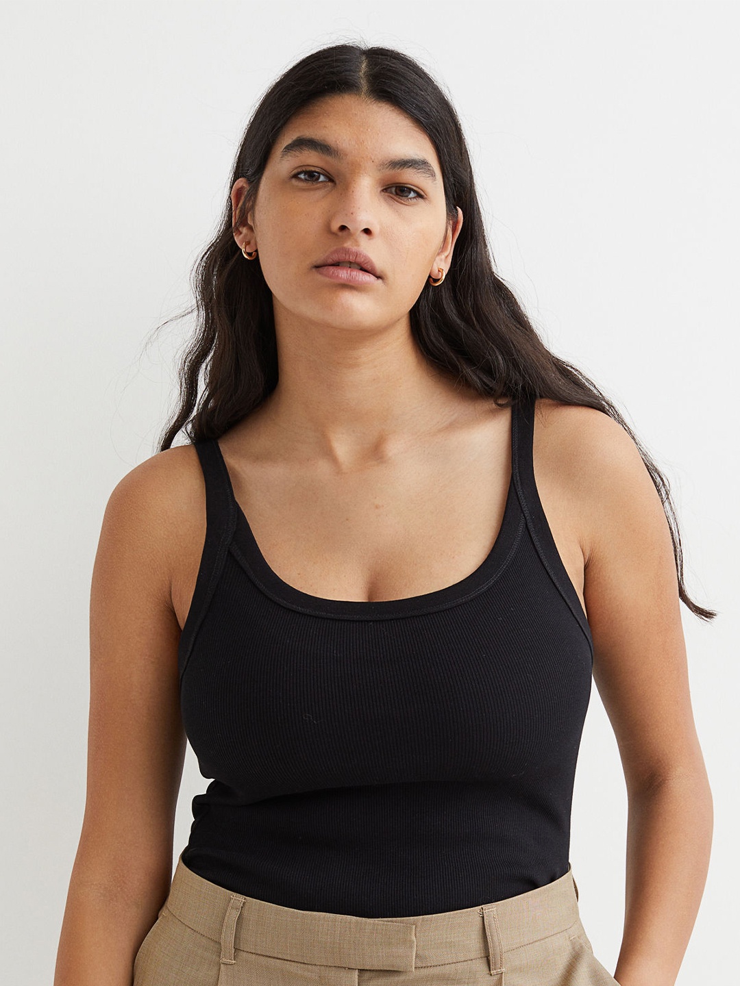 

H&M Women Black Cotton Vest Top