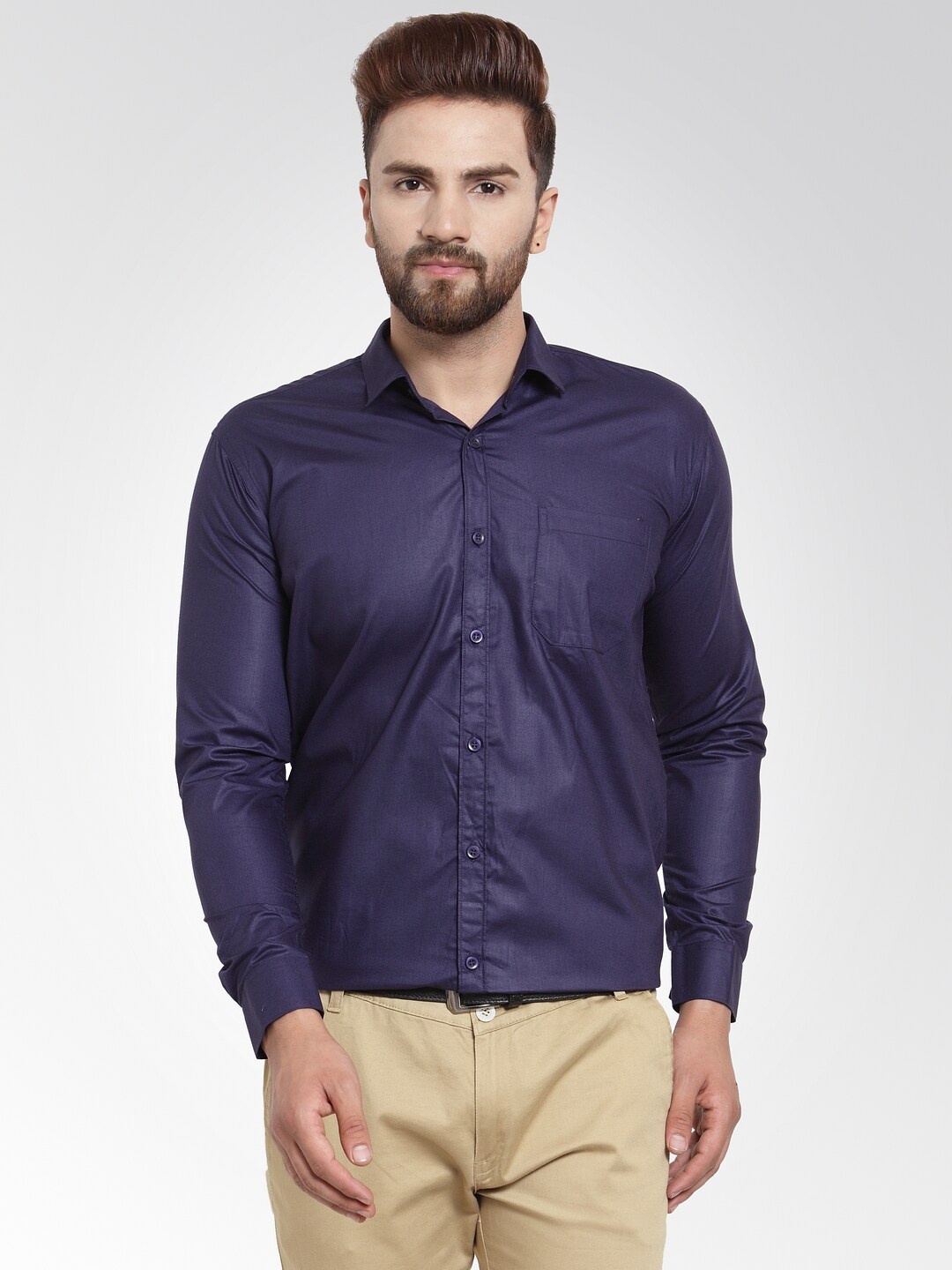 

JAINISH Men Navy Blue Comfort Regular Fit Solid Formal Shirt