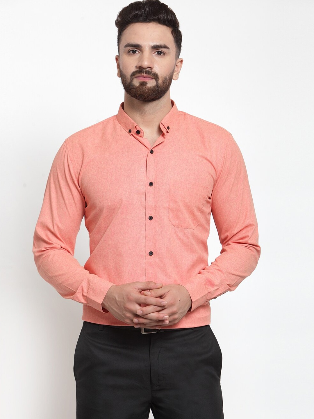 

JAINISH Men Peach-Coloured Comfort Formal Shirt 100% Cotton