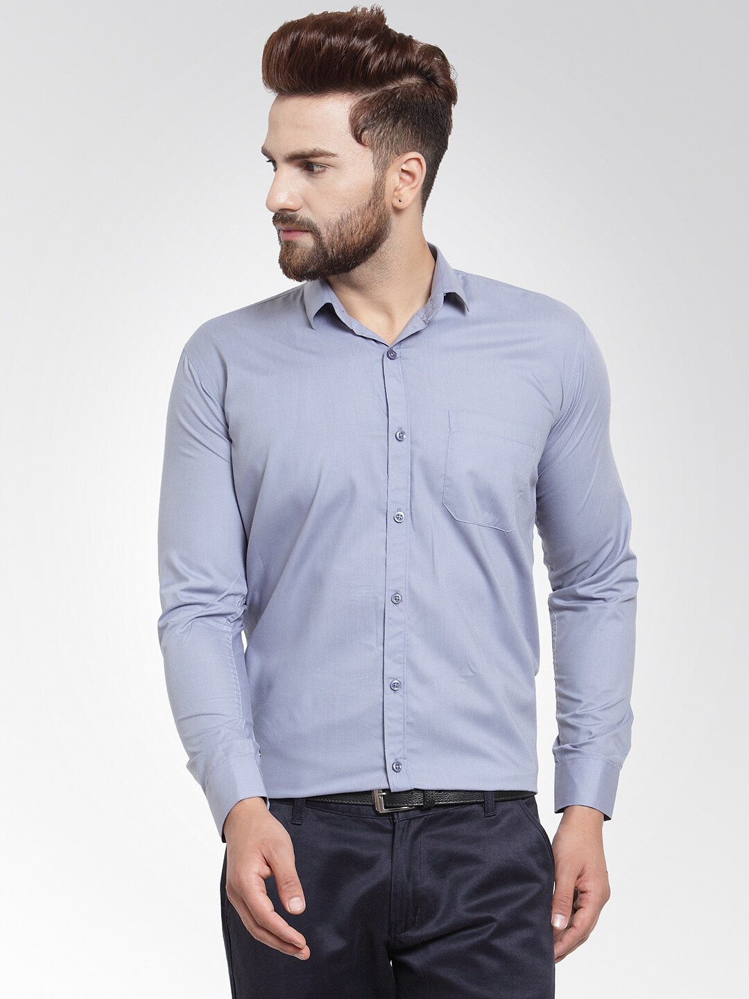 

JAINISH Men Grey Comfort 100% Cotton Formal Shirt