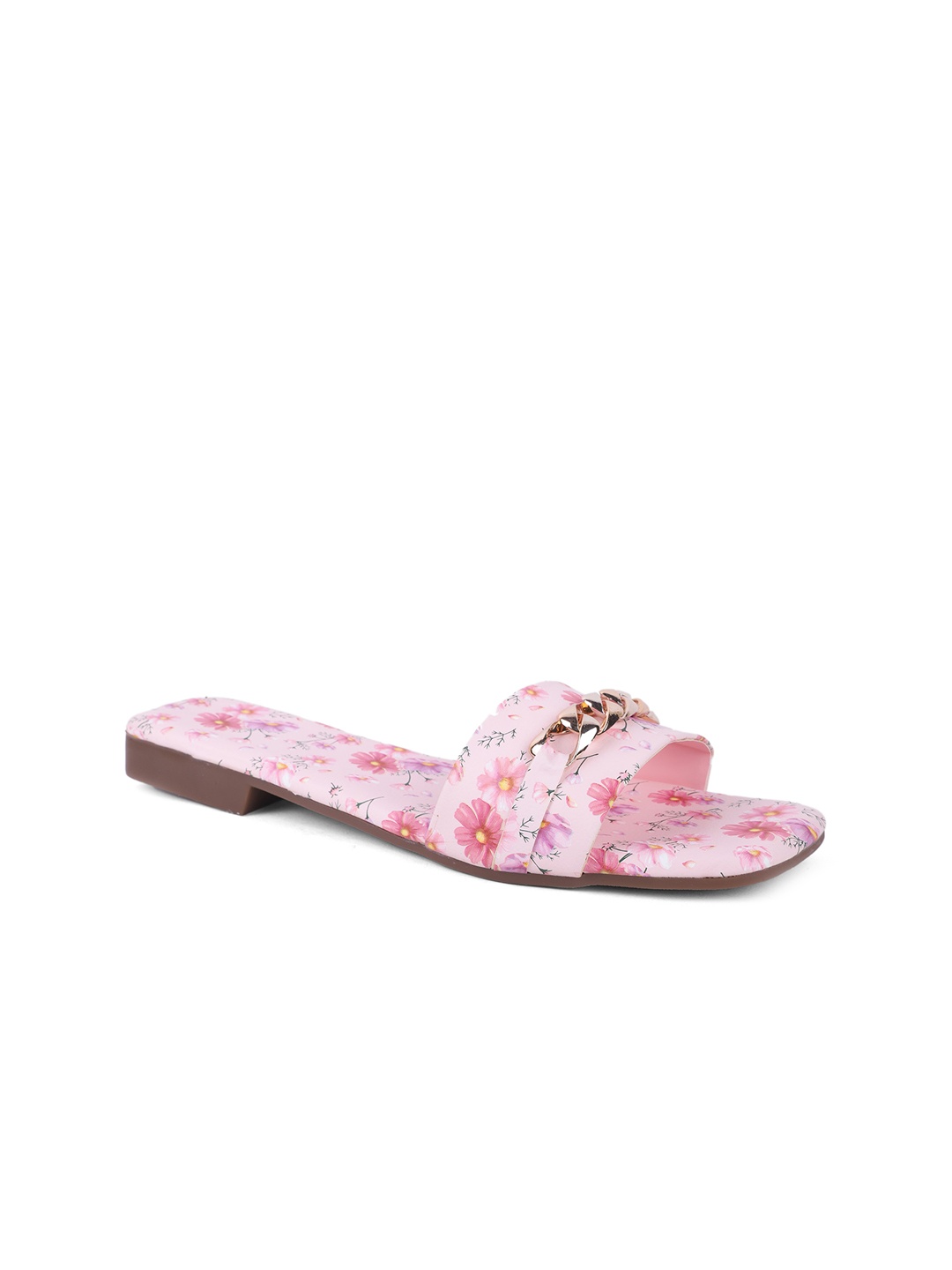 

FABBMATE Women Pink Printed Open Toe Flats