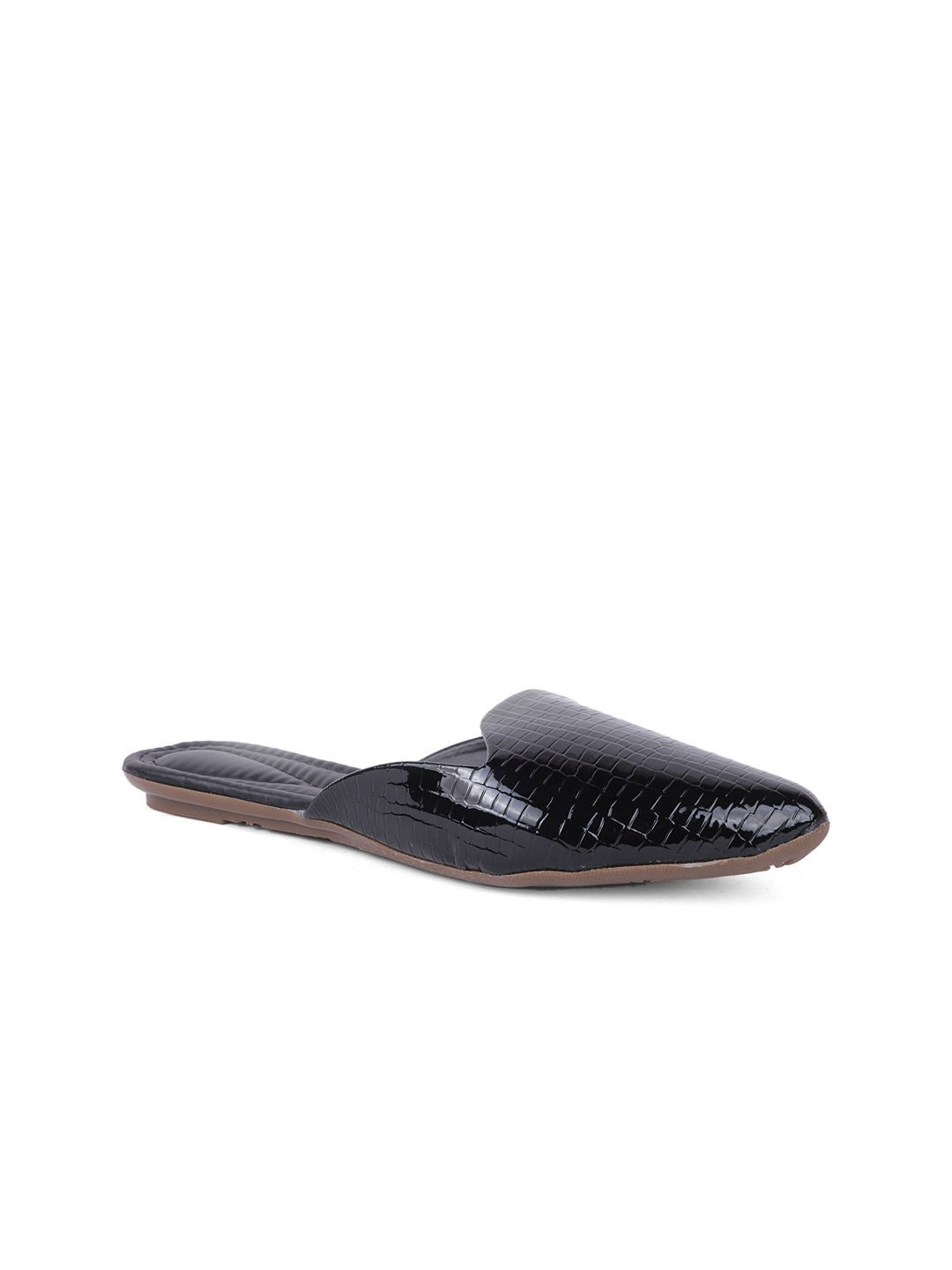 

FABBMATE Women Black Textured Mules Flats