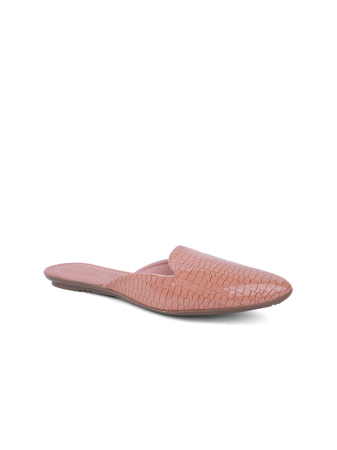 

FABBMATE Women Pink Textured Mules Flats