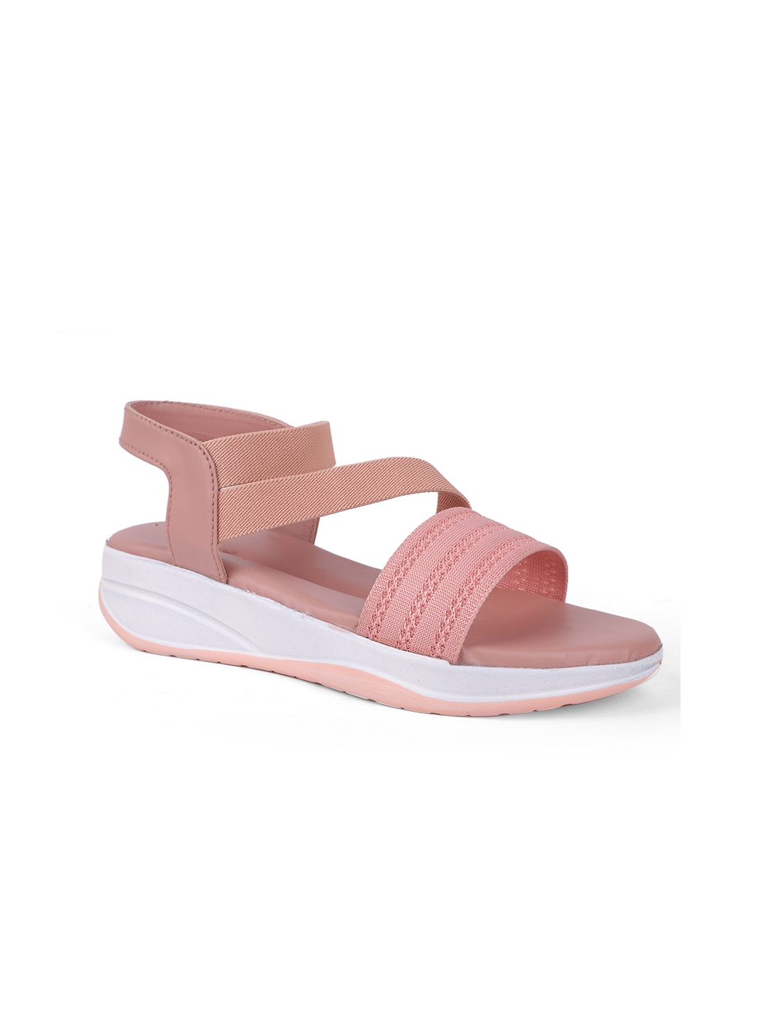 

FABBMATE Pink & White Synthetic Flatform Sandals