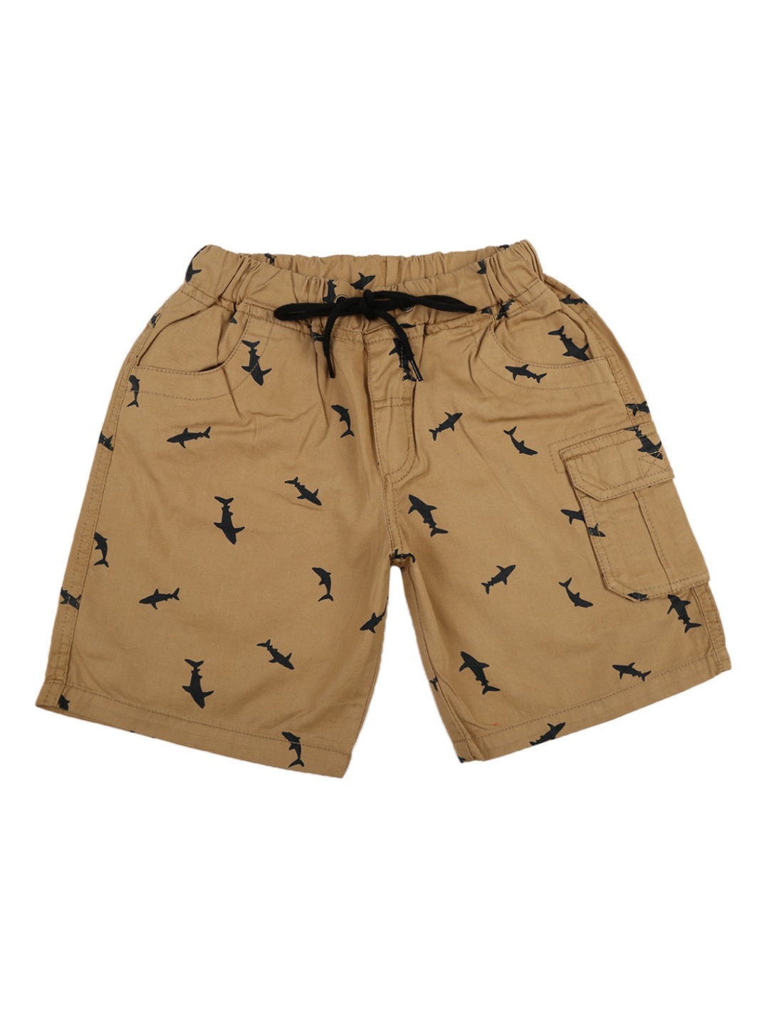 

V-Mart Boys Beige & Black Conversational Printed Twill Cotton Shorts