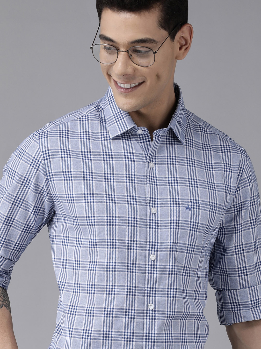 

Arrow Men Blue Original Checked Pure Cotton Casual Shirt