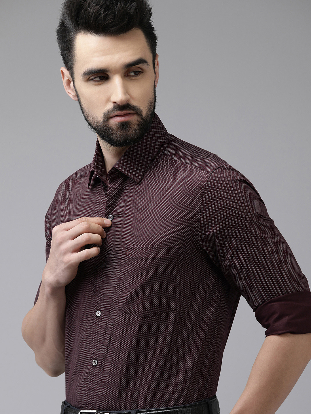 

Arrow Men Purple Original Slim Fit Printed Pure Cotton Formal Shirt