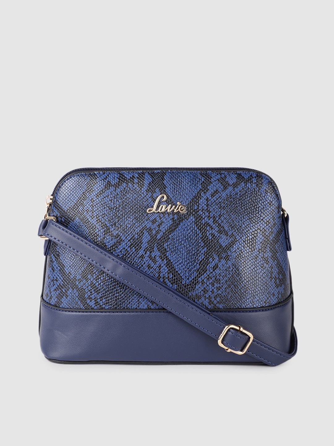

Lavie Navy Blue Snake Skin Textured Alvin Sling Bag