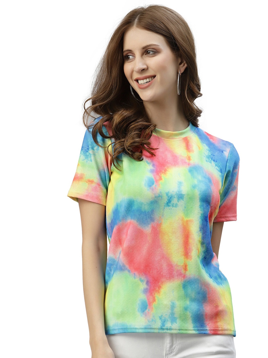 

Selvia Multicoloured Printed Scuba Top, Multi