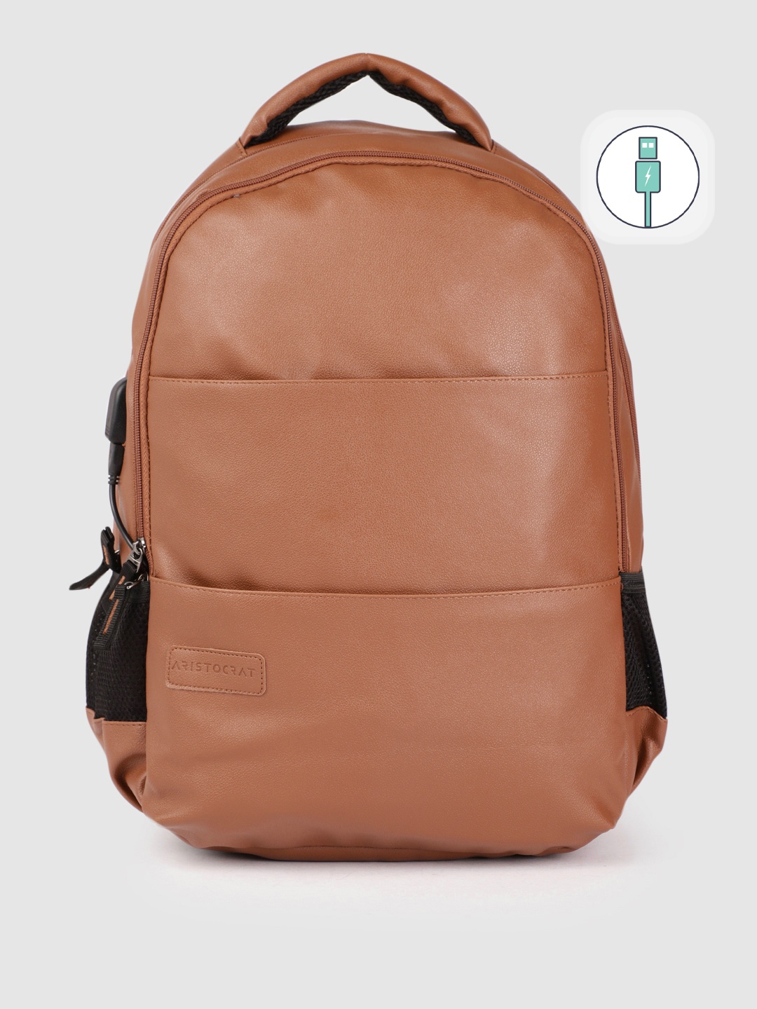 

Aristocrat Unisex Brown CLASSIC Laptop Backpack with USB Charging Port