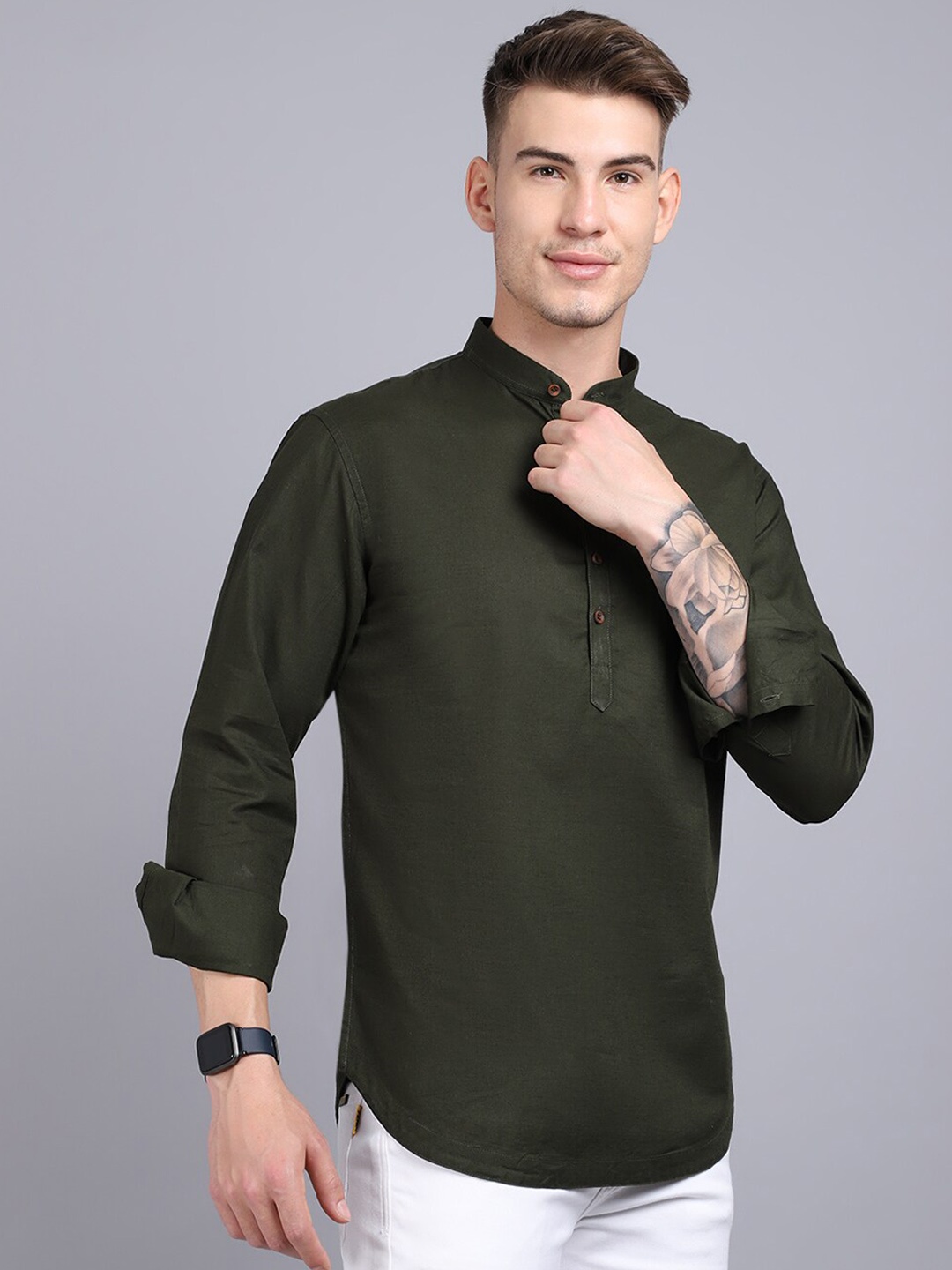 

Rodamo Men Green Solid Slim Fit Casual Kurta