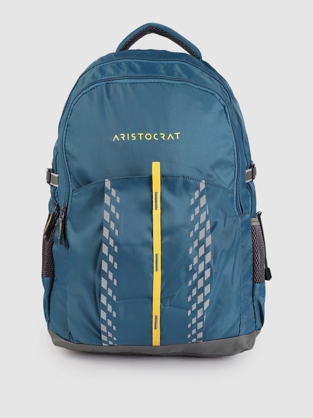 

Aristocrat Unisex Teal Geometric Backpack with Compression Straps