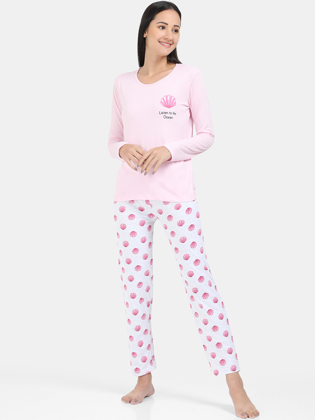 

ARDEUR Women Pink & White Printed Night Suit