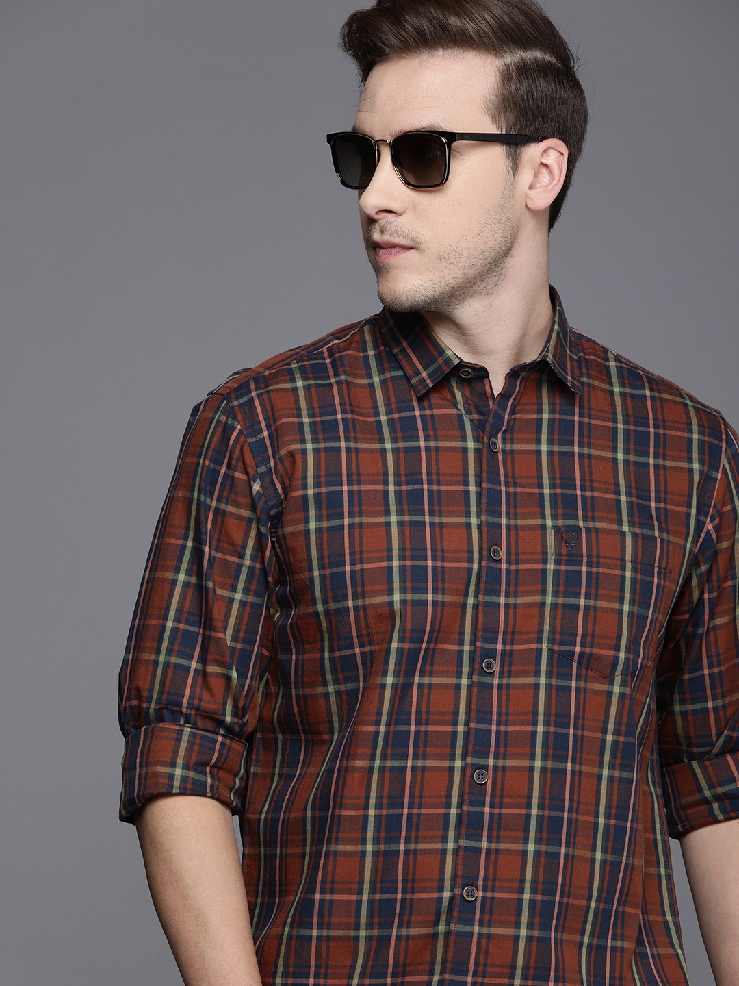 

Allen Solly Men Pure Cotton Tartan Checked Casual Shirt, Rust
