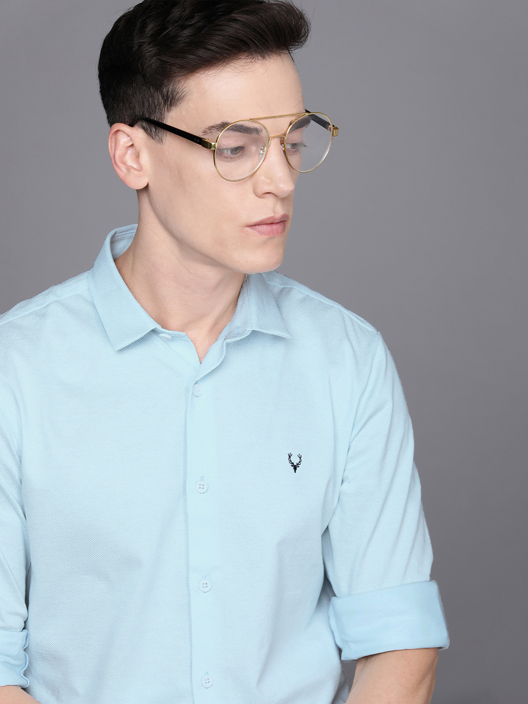 

Allen Solly Men Blue Self-designed Pure Cotton Casual Shirt