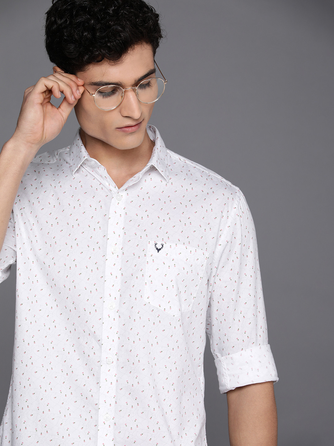 

Allen Solly Men White And Red Sport Fit Floral Printed Pure Cotton Casual Shirt