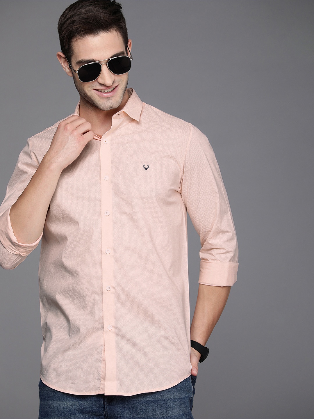 

Allen Solly Men Peach-Coloured Printed Casual Shirt