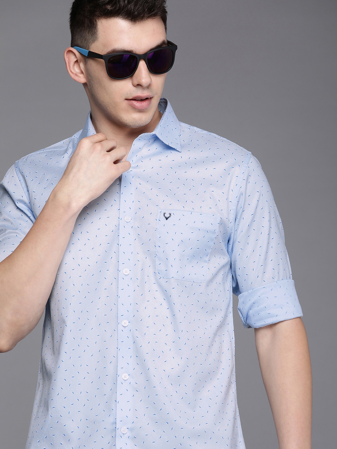 

Allen Solly Men Blue Sport Printed Pure Cotton Casual Shirt