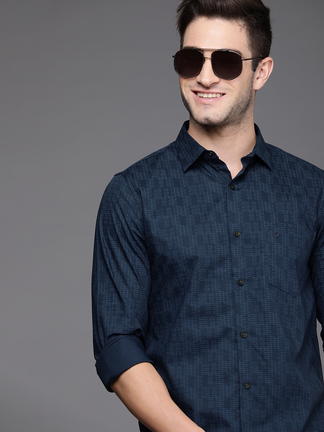

Allen Solly Men Navy Blue Comfy Slim Fit Checked Casual Shirt