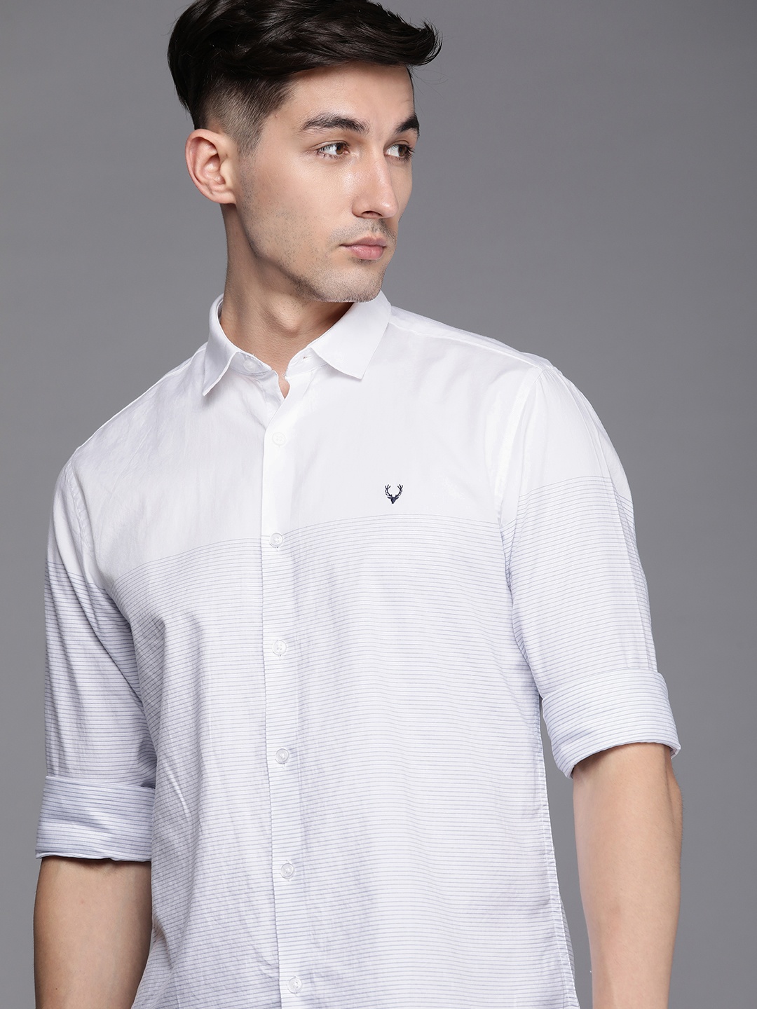 

Allen Solly Men White Sport Striped Pure Cotton Casual Shirt