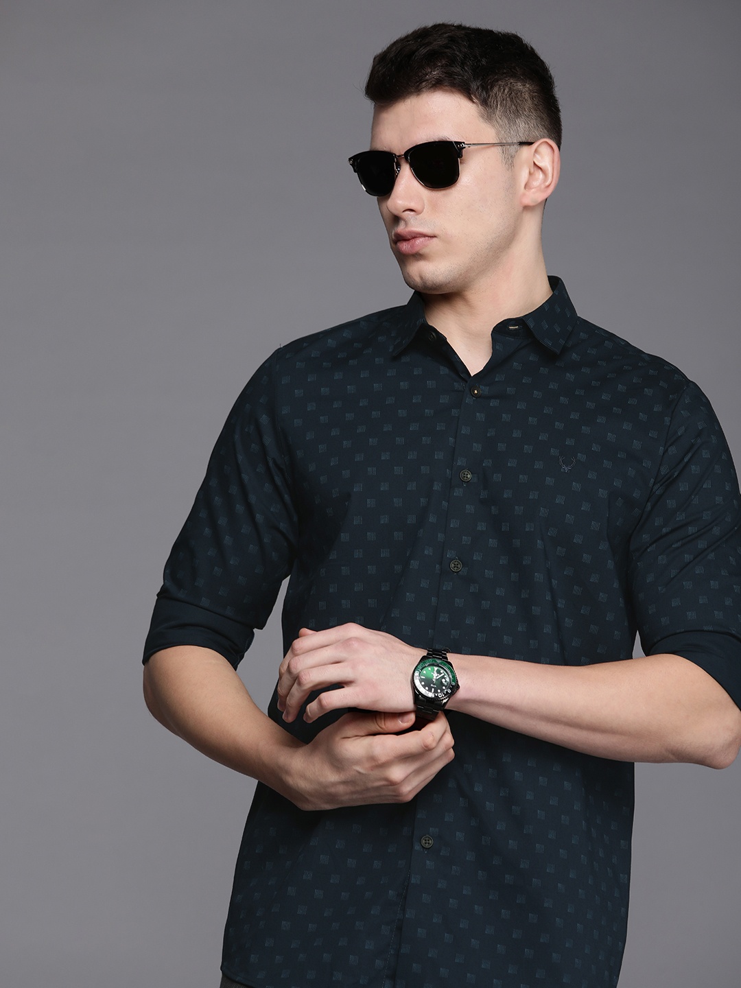 

Allen Solly Men Navy Blue Modern Printed Casual Shirt