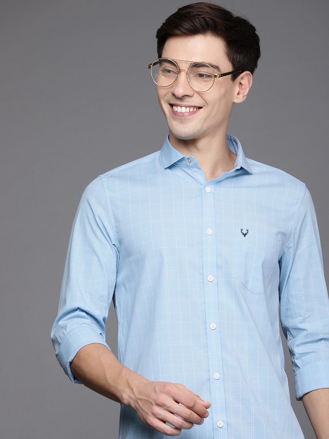 

Allen Solly Men Blue Modern Slim Fit Checked Casual Shirt