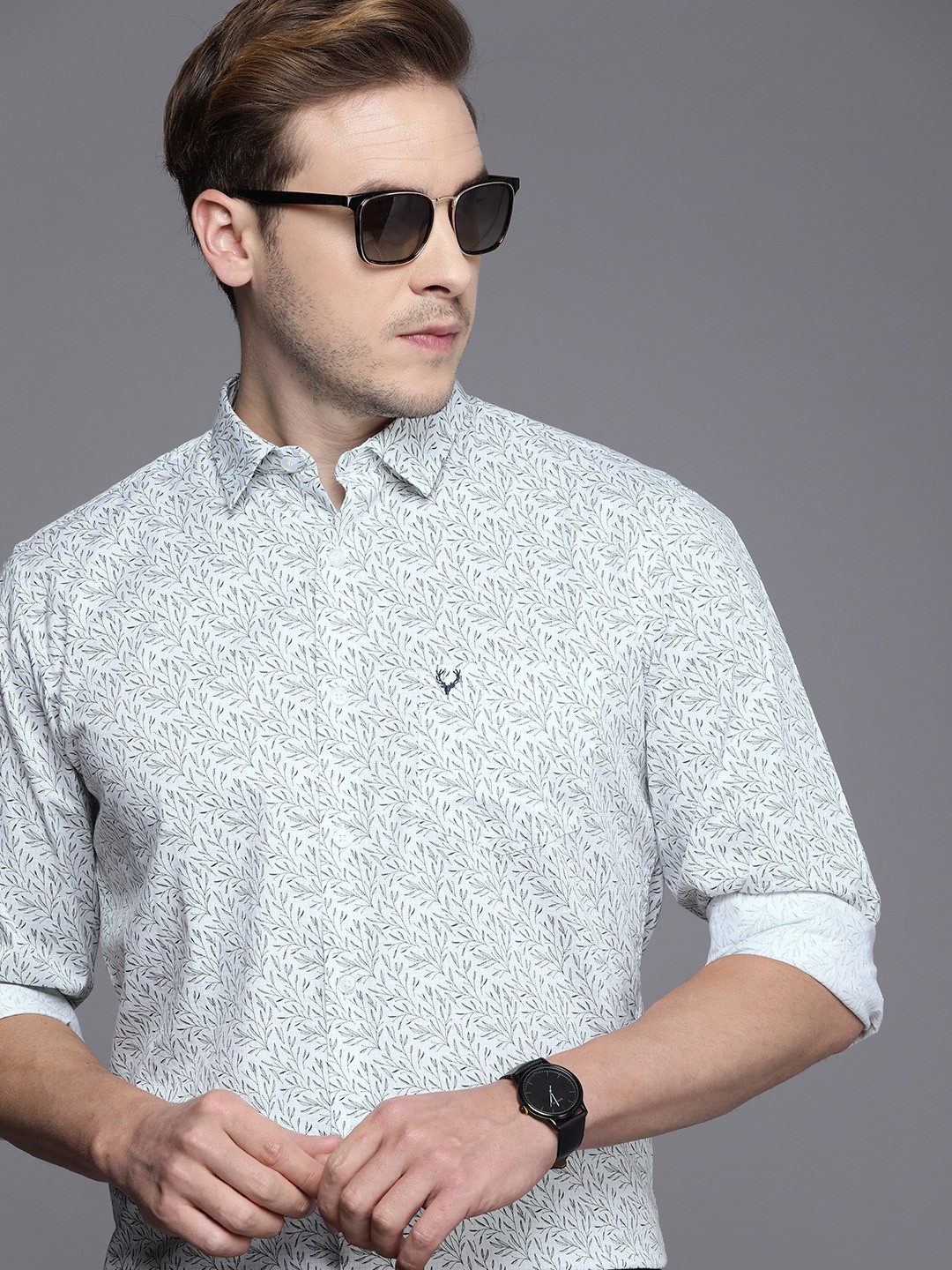 

Allen Solly Men Pure Cotton Sport Fit Printed Casual Shirt, Olive