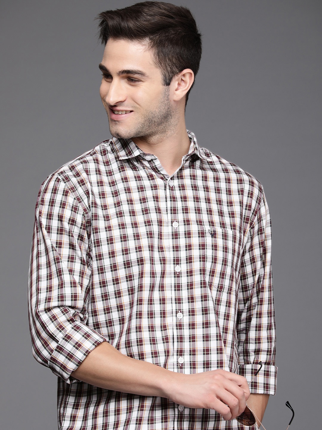 

Allen Solly Men Off White Checked Casual Shirt