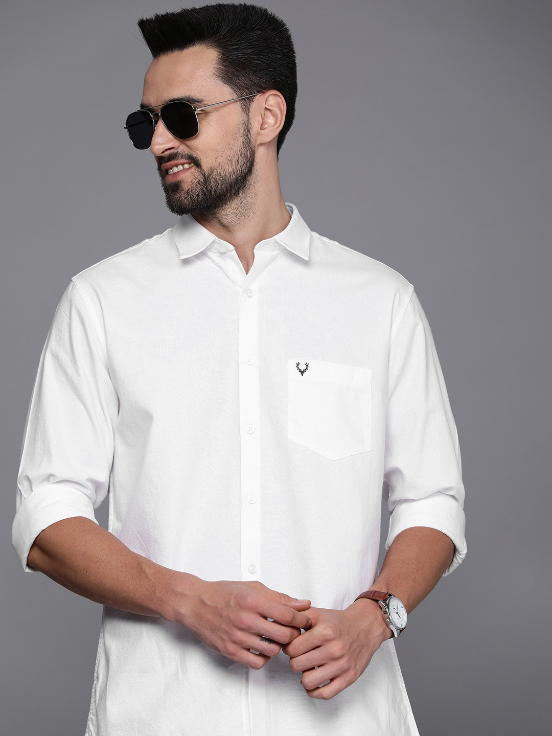 

Allen Solly Men White Sport Fit Linen Cotton Casual Shirt