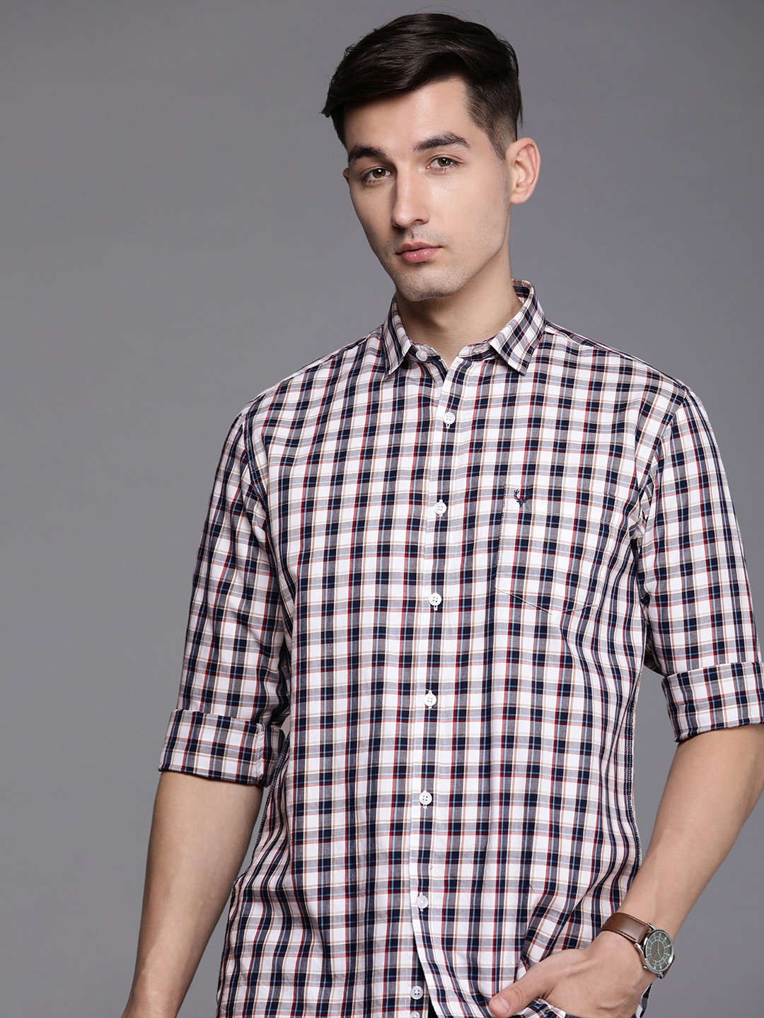 

Allen Solly Men Multicoloured Checked Pure Cotton Casual Shirt, Multi