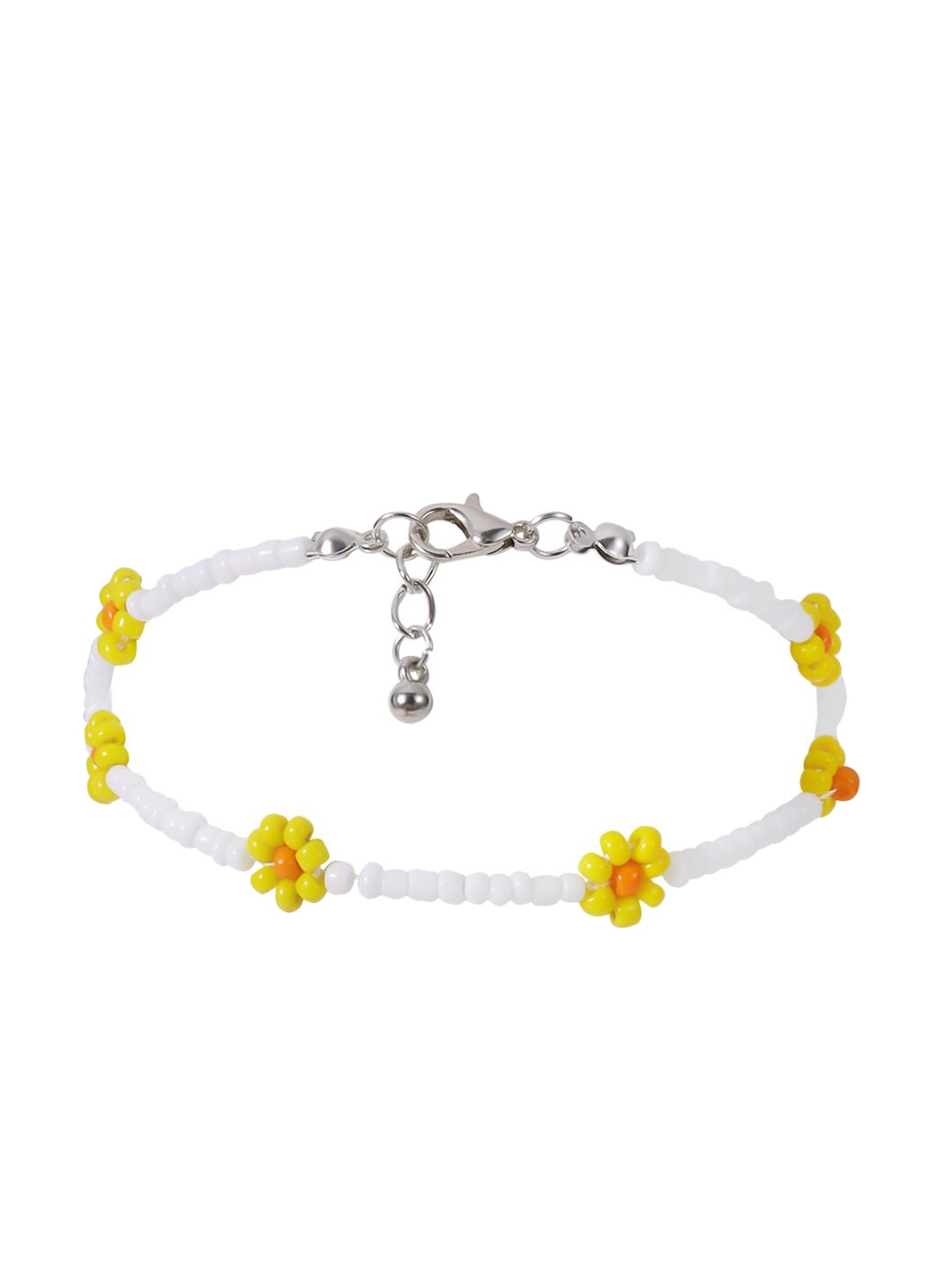 

AQUASTREET Women Yellow Floral Rice Beaded Handmade Beach Anklet
