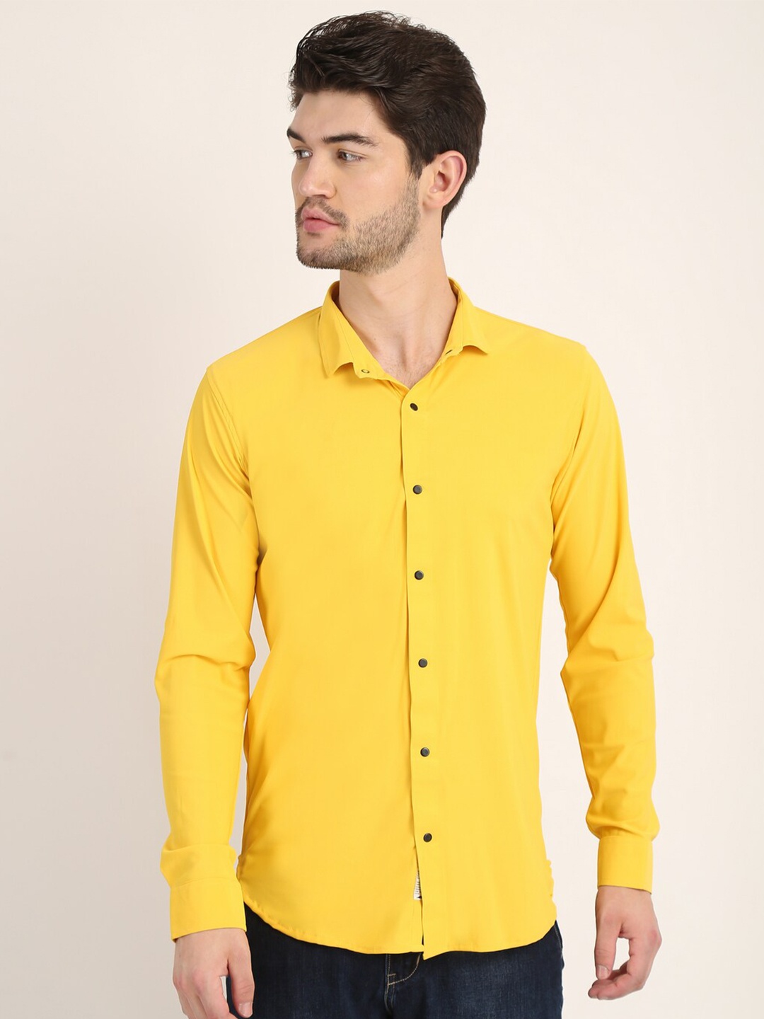 

COLVYNHARRIS JEANS Men Yellow Comfort Slim Fit Casual Shirt