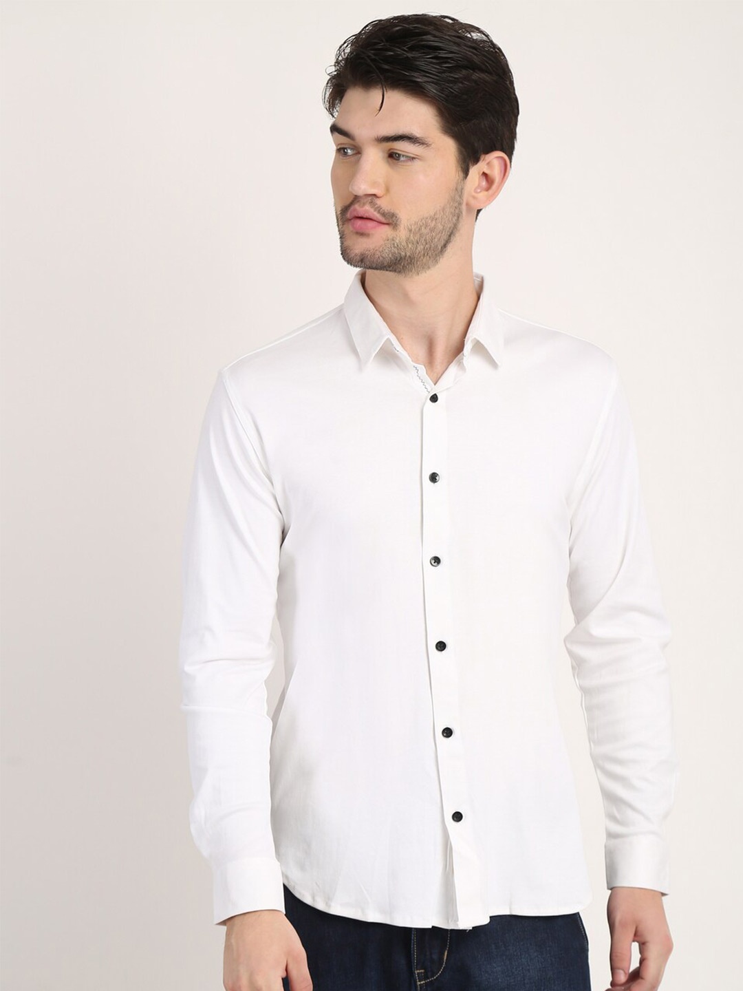 

COLVYNHARRIS JEANS Men White Classic Slim Fit Casual Shirt