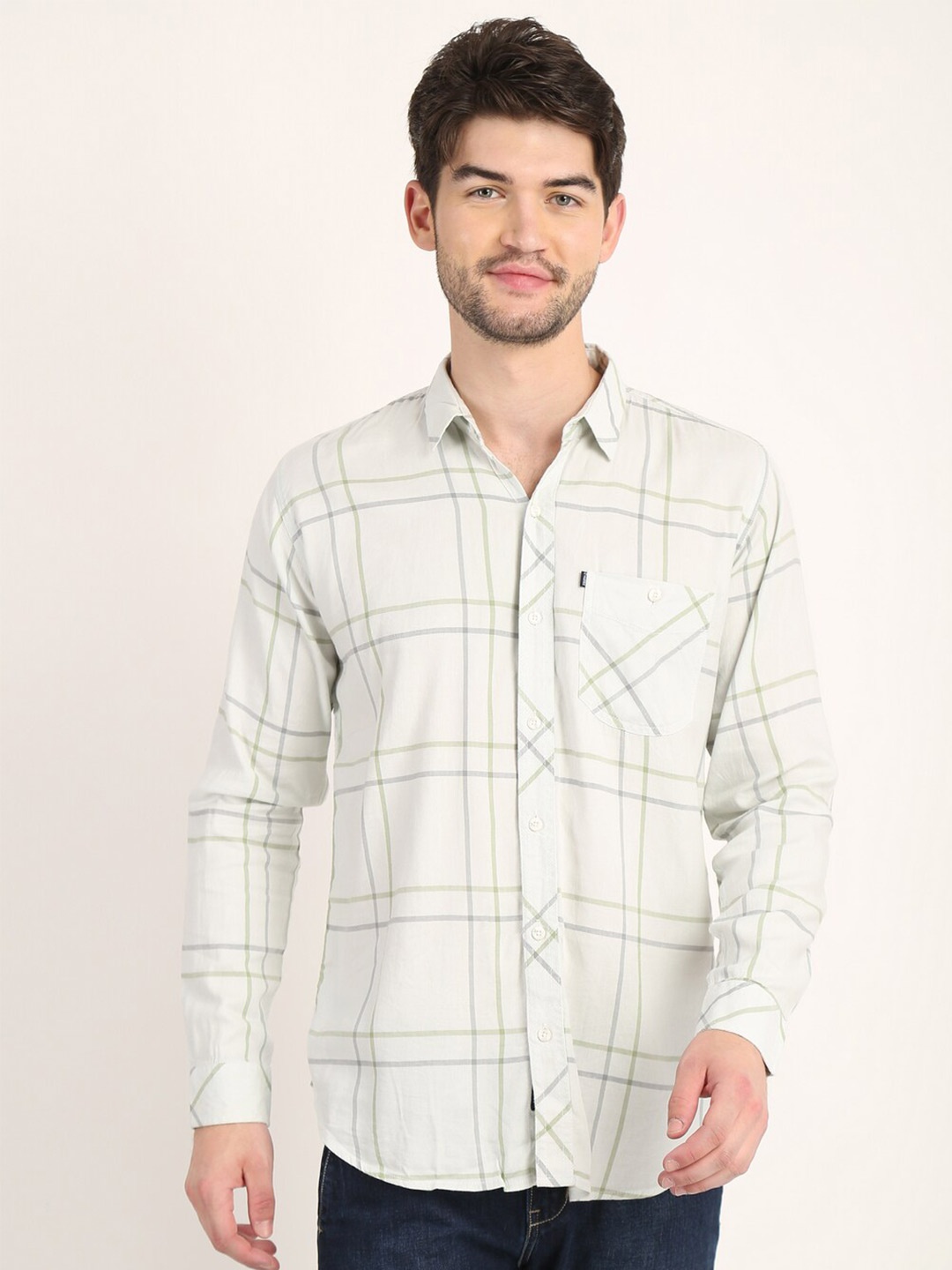 

COLVYNHARRIS JEANS Men Green Premium Slim Fit Checked Casual Shirt
